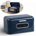 KI-generiertes Bild Vintage Brotkasten Blau 30cm Metall mit Deckel Retro Brotbox Aufbewahrungskorb
