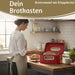 KI-generiertes Bild,Vintage Brotkasten Rot 30cm Metall mit Deckel Retro Brotbox Aufbewahrungskorb