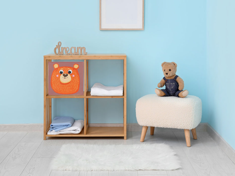 KI-generiertes Bild,Kinder Aufbewahrungsbox Bär 30cm Faltbar Spielzeug Organizer für Ikea Kallax