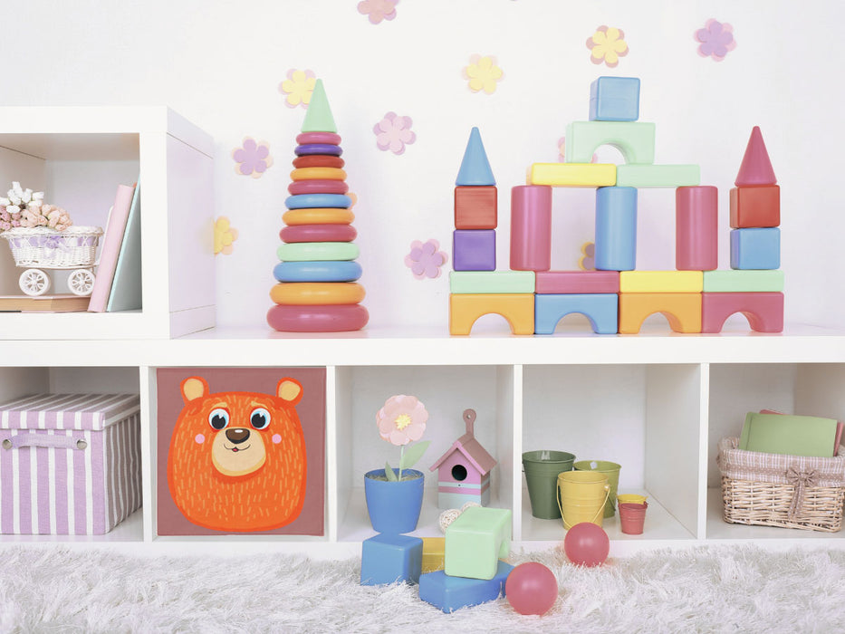 KI-generiertes Bild,Kinder Aufbewahrungsbox Bär 30cm Faltbar Spielzeug Organizer für Ikea Kallax