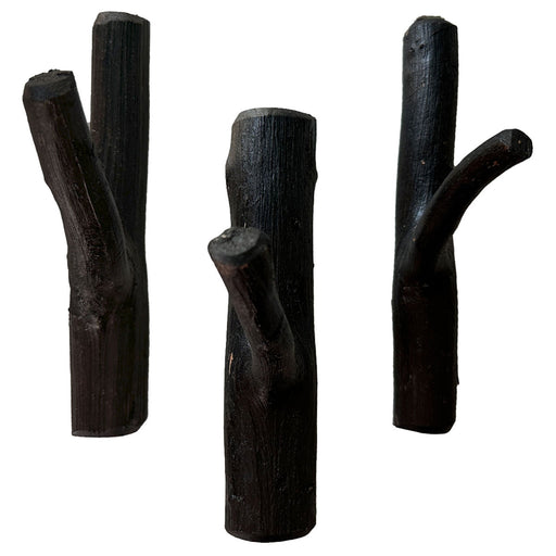 KI-generiertes Bild,Vintage Holz Garderobenhaken Ast Schwarz 3´er Set Teak Kleiderhaken Wandhaken