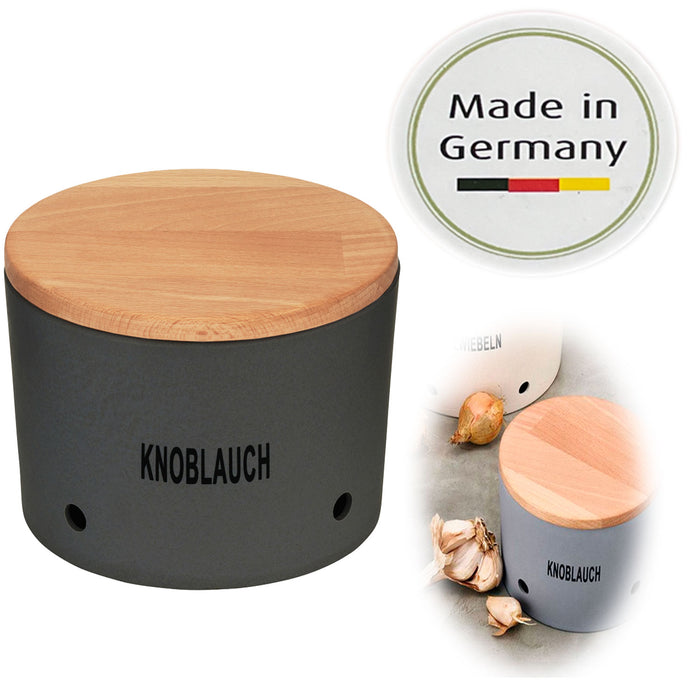 KI-generiertes Bild Natur-Design Knoblauchtopf 16x12cm Made in Germany Grau Schiefer