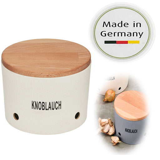 KI-generiertes Bild Natur-Design Knoblauchtopf 16x12cm Made in Germany Creme Weiß
