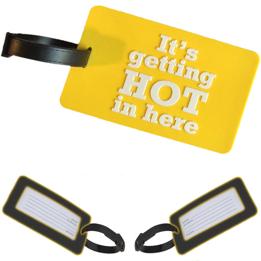 KI-generiertes Bild XL 3D Kofferanhänger Gelb Getting Hot 10,5cm Namensschild Gepäckanhänger