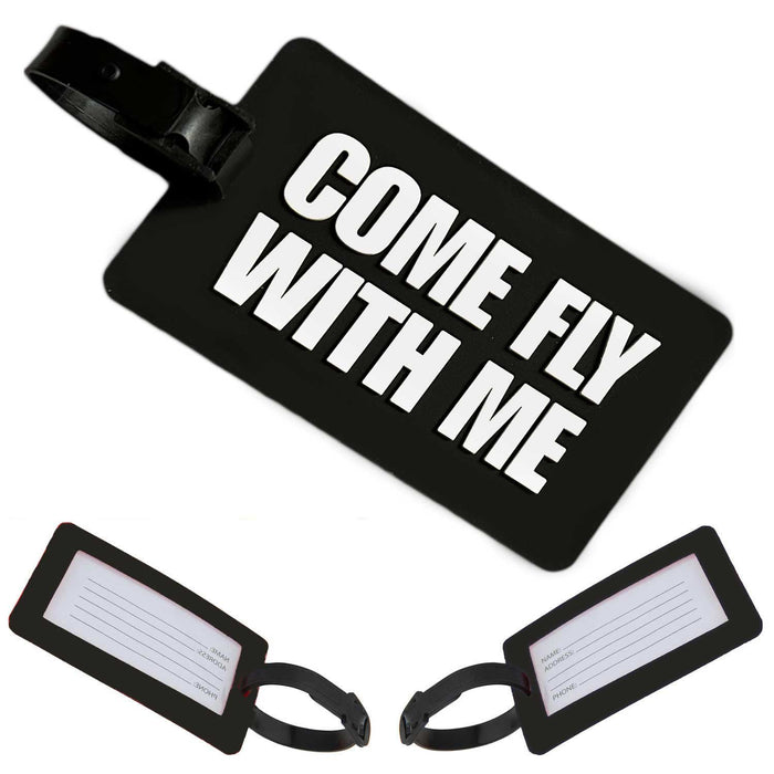 KI-generiertes Bild XL 3D Kofferanhänger Schwarz Fly With Me 10,5cm Namensschild Gepäckanhänger