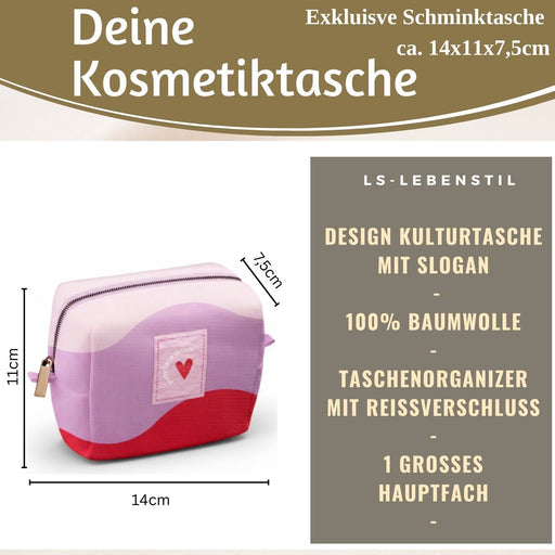 KI-generiertes Bild,Kosmetiktasche Herz 14x11cm kleine Schminktasche Kulturtasche Waschtasche