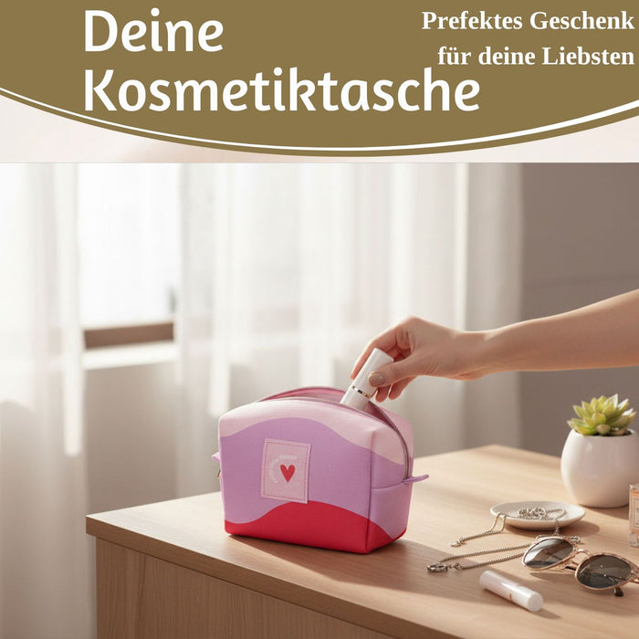 KI-generiertes Bild,Kosmetiktasche Herz 14x11cm kleine Schminktasche Kulturtasche Waschtasche