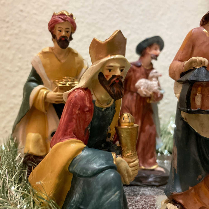 KI-generiertes Bild,XL Krippenfiguren Set 7 Figuren 15cm Traditionell Handbemalt Krippe Krippenset