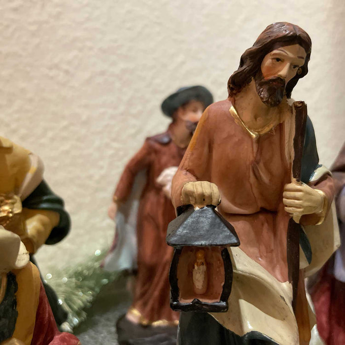 KI-generiertes Bild,XL Krippenfiguren Set 7 Figuren 15cm Traditionell Handbemalt Krippe Krippenset