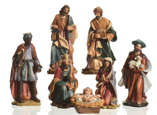 KI-generiertes Bild,XL Krippenfiguren Set 7 Figuren 15cm Traditionell Handbemalt Krippe Krippenset