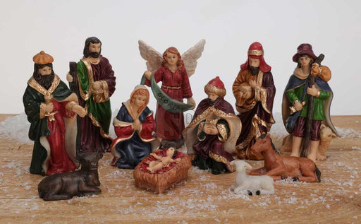 KI-generiertes Bild,Krippenfiguren Set 11 Figuren 10cm Traditionell Handbemalt Krippe Krippenset Xmas
