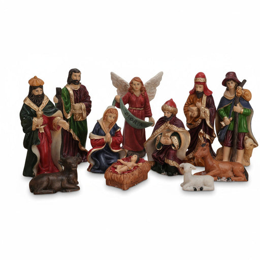 KI-generiertes Bild Krippenfiguren Set 11 Figuren 10cm Traditionell Handbemalt Krippe Krippenset Xmas