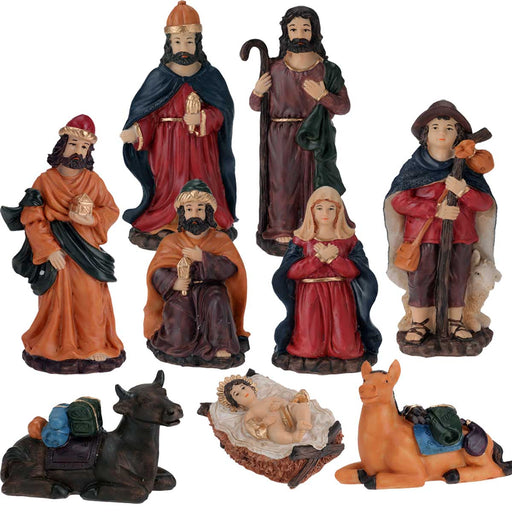 KI-generiertes Bild,XL Krippenfiguren Set 9 Figuren 15cm Traditionell Handbemalt Krippe Krippenset
