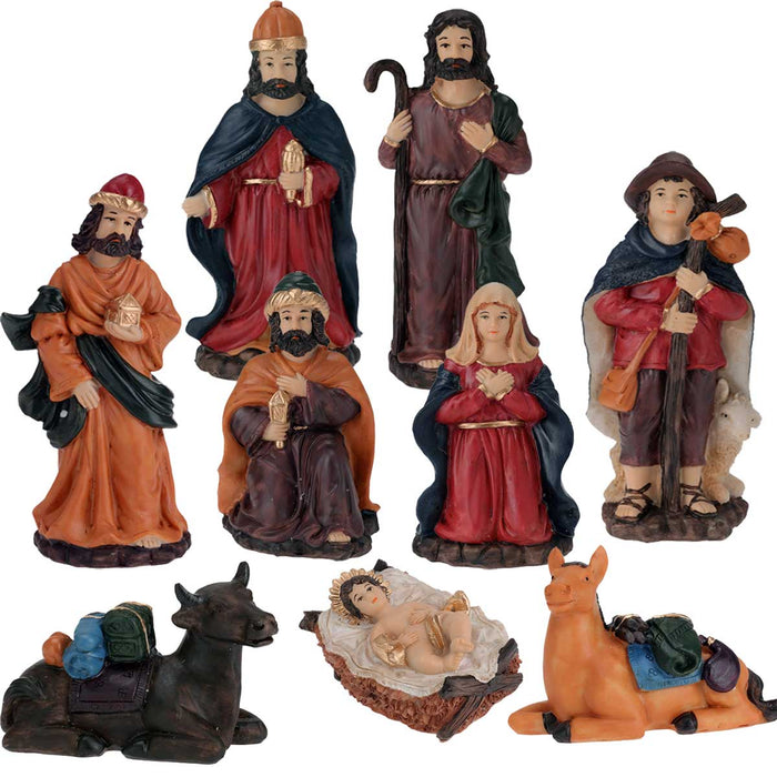 KI-generiertes Bild,XL Krippenfiguren Set 9 Figuren 15cm Traditionell Handbemalt Krippe Krippenset