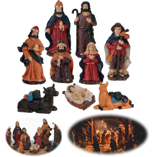 KI-generiertes Bild XL Krippenfiguren Set 9 Figuren 15cm Traditionell Handbemalt Krippe Krippenset