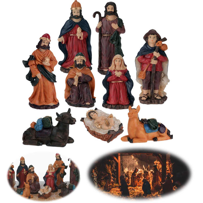 KI-generiertes Bild XL Krippenfiguren Set 9 Figuren 15cm Traditionell Handbemalt Krippe Krippenset