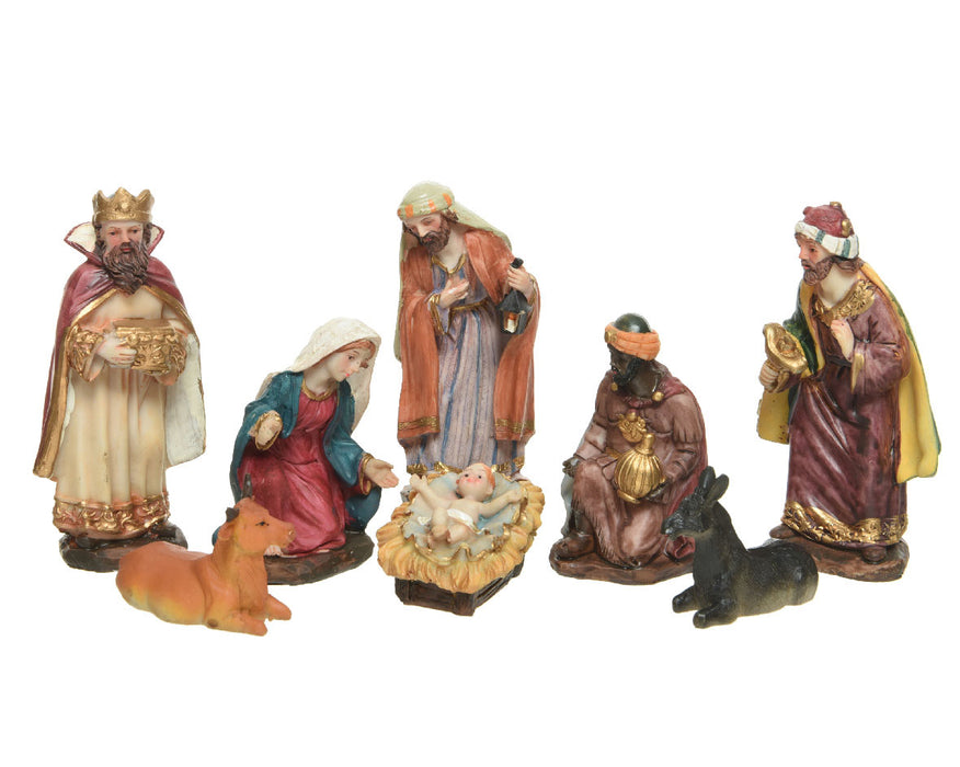 KI-generiertes Bild,Krippenfiguren Set 8 Figuren 11cm Traditionell Handbemalt Krippe Krippenset Xmas