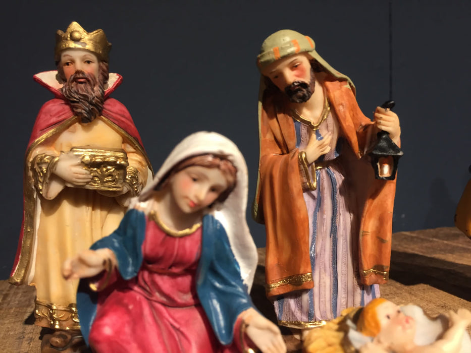 KI-generiertes Bild,Krippenfiguren Set 8 Figuren 11cm Traditionell Handbemalt Krippe Krippenset Xmas