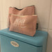 KI-generiertes Bild,2x Reise Waschtasche Rosa Weiß 25x19cm 21x11cm Set Kulturtasche Kulturbeutel