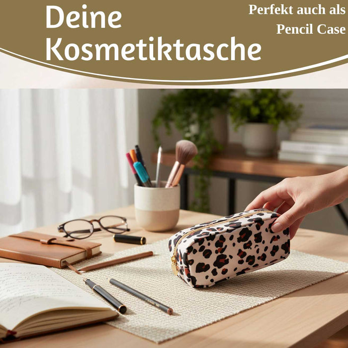 KI-generiertes Bild,Mimi's Glow Kosmetiktasche Suki 21x7cm Leo Beige Schminktasche Mäppchen