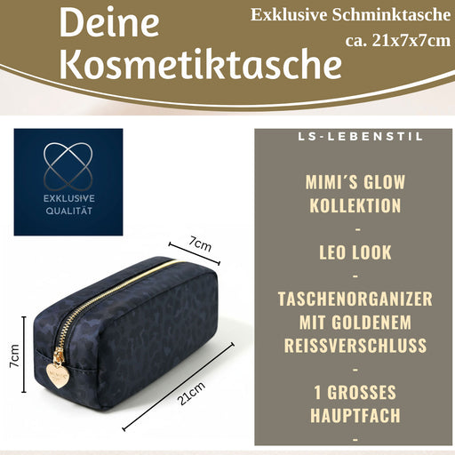 KI-generiertes Bild,Mimi's Glow Kosmetiktasche Suki 21x7cm Leo Grau Schwarz Schminktasche Mäppchen