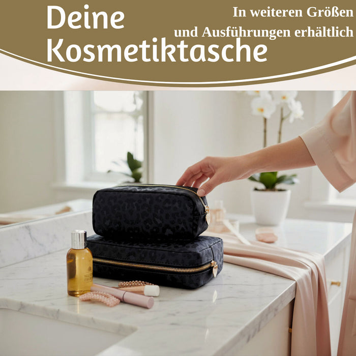 KI-generiertes Bild,Mimi's Glow Kosmetiktasche Suki 21x7cm Leo Grau Schwarz Schminktasche Mäppchen