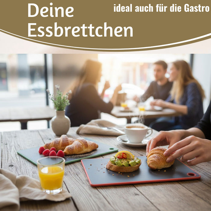 KI-generiertes Bild,2x Kunststoff Essbrettchen 23x16cm 2´er Set Grau Rutschfest Frühstücksbrettchen