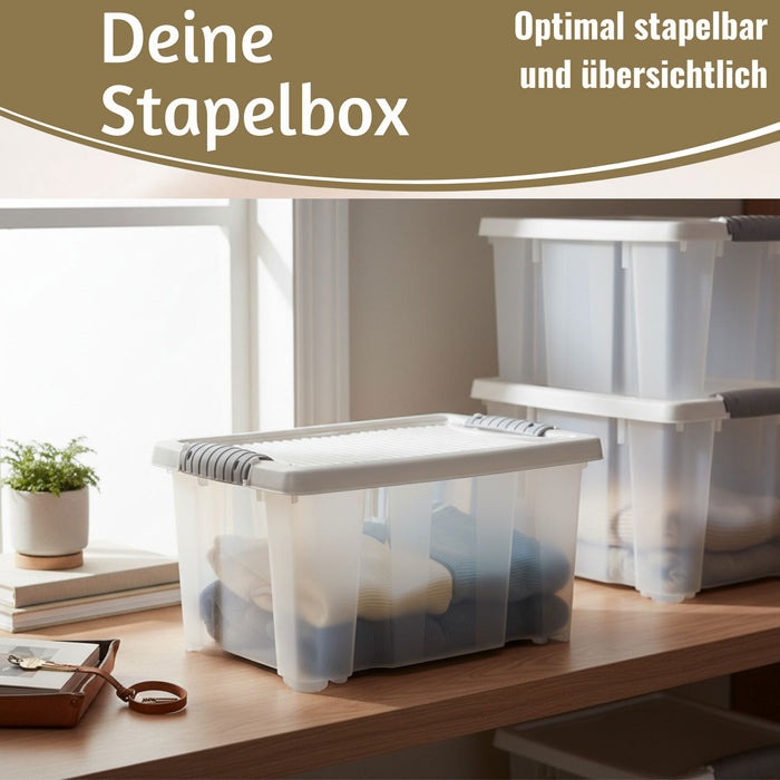 KI-generiertes Bild,Stapelbox Allzweckbox 3´er Set 30x20x15cm mit Deckel Transportbox Stapelkiste