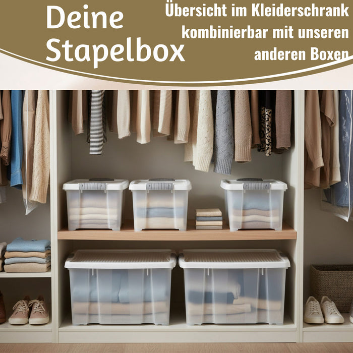 KI-generiertes Bild,Stapelbox Allzweckbox 3´er Set 30x20x15cm mit Deckel Transportbox Stapelkiste