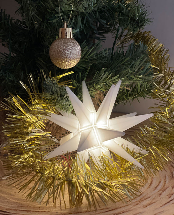 KI-generiertes Bild,3D LED Außen Leuchtstern Ø 12cm Weiß Timer Beleuchtet Weihnachtsstern