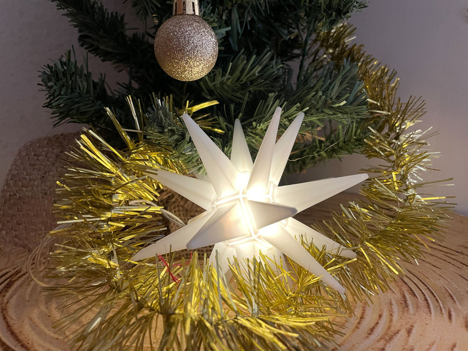 KI-generiertes Bild,3D LED Außen Leuchtstern Ø 12cm Weiß Timer Beleuchtet Weihnachtsstern