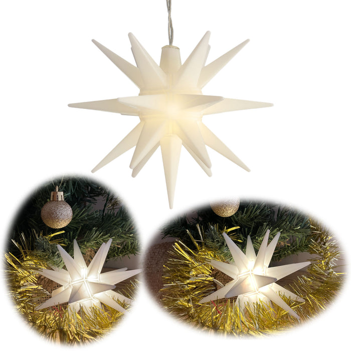 KI-generiertes Bild 3D LED Außen Leuchtstern Ø 12cm Weiß Timer Beleuchtet Weihnachtsstern
