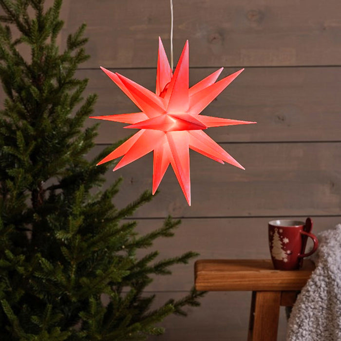 KI-generiertes Bild,3D Außen Leuchtstern Ø 60cm Rot 6 LED Beleuchtet Weihnachtsstern Faltstern
