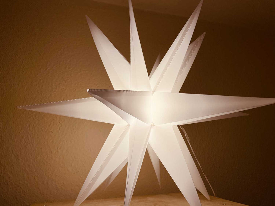 KI-generiertes Bild,3D Außen Leuchtstern Ø 60cm Weiß 6 LED Beleuchtet Weihnachtsstern Faltstern