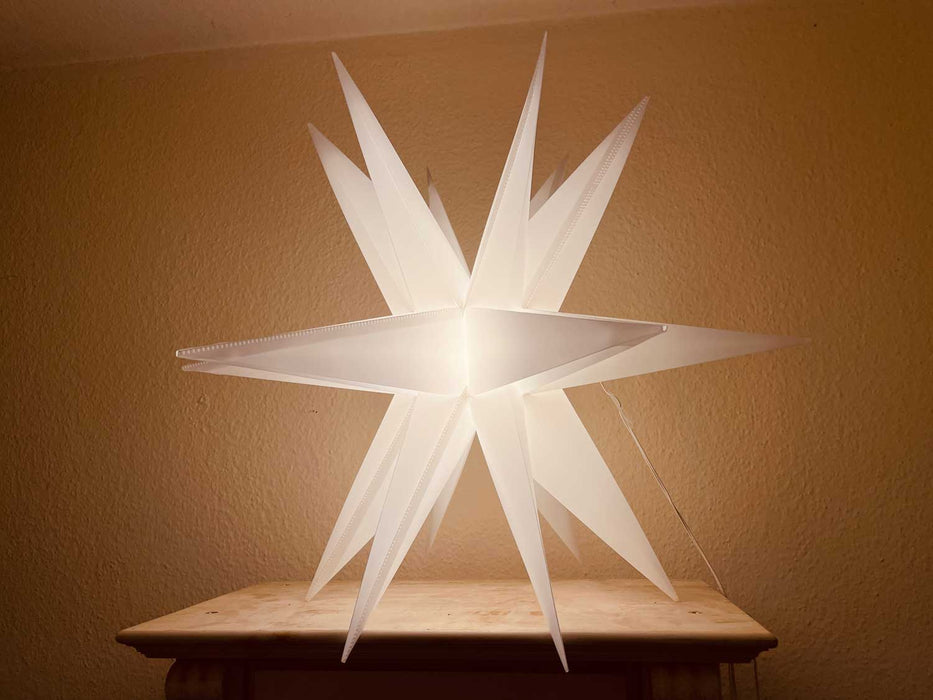 KI-generiertes Bild,3D Außen Leuchtstern Ø 60cm Weiß 6 LED Beleuchtet Weihnachtsstern Faltstern