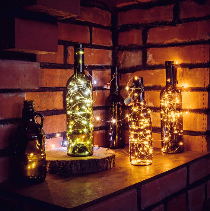KI-generiertes Bild,LED Flaschenlicht 10 LED Korken Lichterkette mit Timer Batterie Flaschenlichter