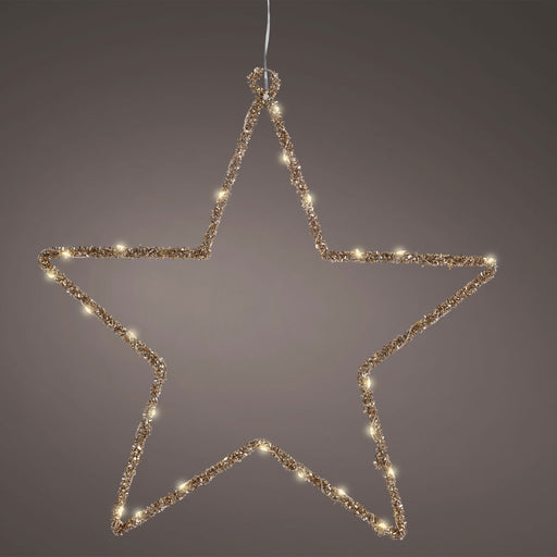 KI-generiertes Bild,2x 35 LED Leuchtstern Weihnachtsstern Ø 38cm Gold Timer Batterie Beleuchtet