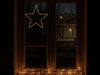 KI-generiertes Bild,2x 35 LED Leuchtstern Weihnachtsstern Ø 38cm Gold Timer Batterie Beleuchtet