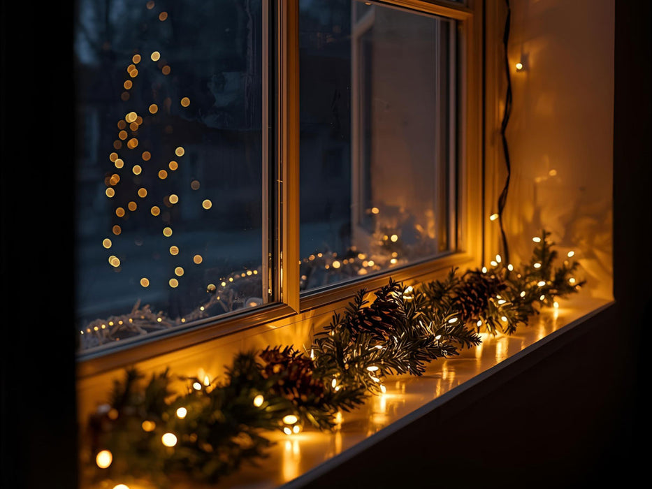 KI-generiertes Bild,USB LED Lichterkette 100 Lampen 7,4 Meter 8 Lichteffekte Timer Batterie Warm-Weiß