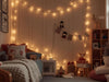 KI-generiertes Bild,USB LED Lichterkette 100 Lampen 7,4 Meter 8 Lichteffekte Timer Batterie Warm-Weiß