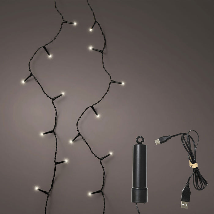 KI-generiertes Bild,USB LED Lichterkette 100 Lampen 7,4 Meter 8 Lichteffekte Timer Batterie Warm-Weiß