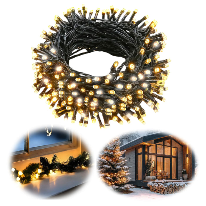 KI-generiertes Bild USB LED Lichterkette 100 Lampen 7,4 Meter 8 Lichteffekte Timer Batterie Warm-Weiß