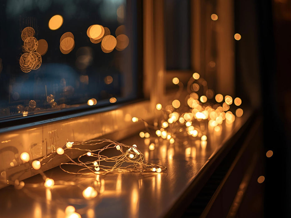 KI-generiertes Bild,USB Micro LED Lichterkette 100 Lampen 9,9 Meter 8 Lichteffekte Timer Batterie Warm-Weiß