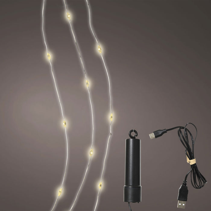 KI-generiertes Bild,USB Micro LED Lichterkette 100 Lampen 9,9 Meter 8 Lichteffekte Timer Batterie Warm-Weiß