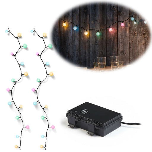 KI-generiertes Bild LED Lichterkette Kugeln Soft Multi Colour 60 Lampen 4,5 Meter Timer Batterie