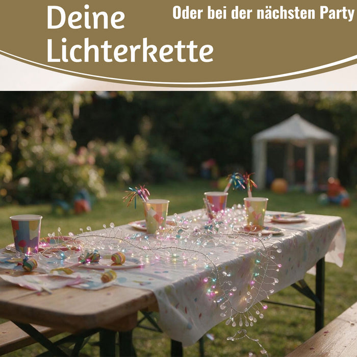 KI-generiertes Bild,Micro LED Lichterkette Perlen Soft Multi Colour 80 Lampen 1,2 Meter Timer Batterie
