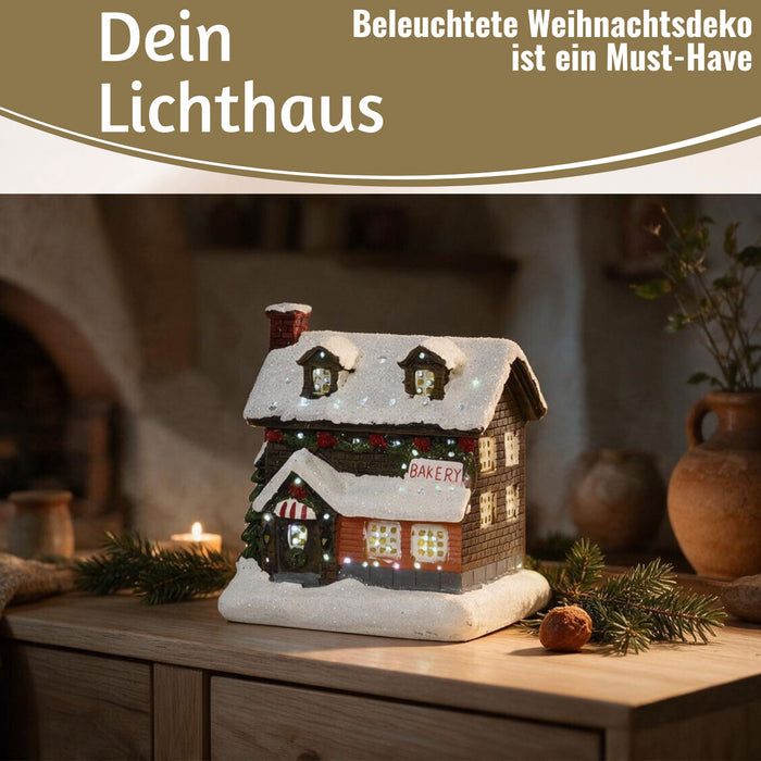 KI-generiertes Bild,LED Lichthaus 12,5cm 2x AA Batterie für Weihnachtsstadt Weihnachtsdorf