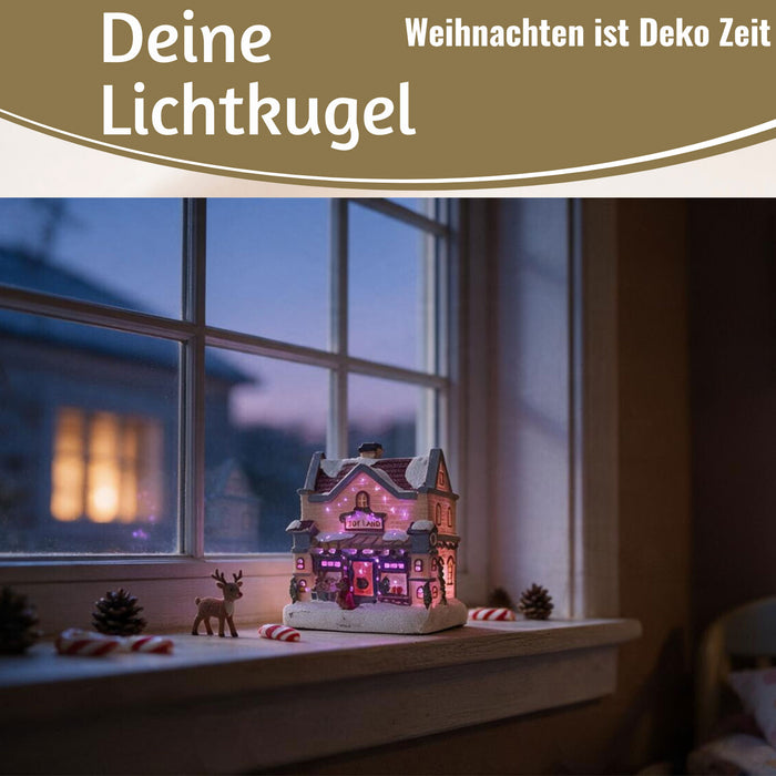 KI-generiertes Bild,LED Lichthaus 12,5cm 2x AA Batterie für Weihnachtsstadt Weihnachtsdorf