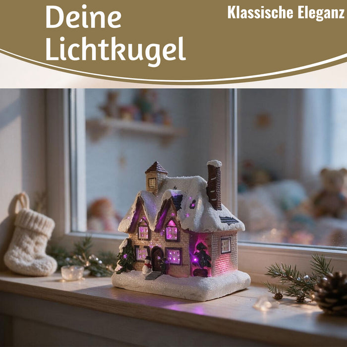 KI-generiertes Bild,LED Lichthaus 12,5cm 2x AA Batterie für Weihnachtsstadt Weihnachtsdorf