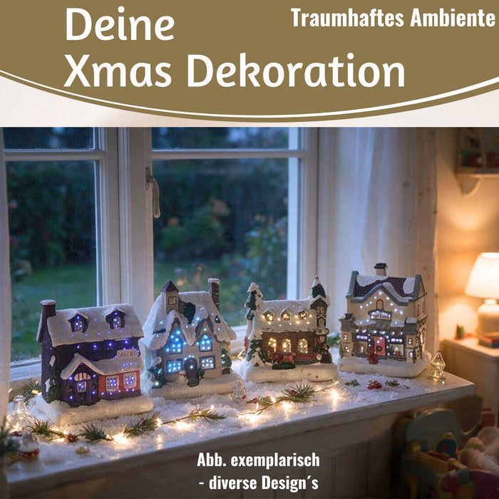 KI-generiertes Bild,LED Lichthaus 12,5cm 2x AA Batterie für Weihnachtsstadt Weihnachtsdorf